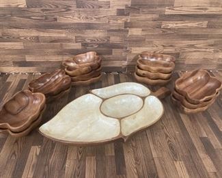 Hawaiian Serving Tray & 13- Monkey Pod Wood Bowls