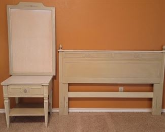 Light Green Headboard, Nightstand and Pin Board