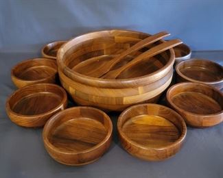 Kustom Kraft Solid Hardwood Salad Set: Utensils, Serving Bowl, & 9 Salad Bowls
Made in USA by Seevucw