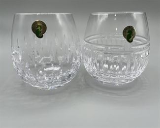(2) Waterford Enis Stemless Wine Glasses, Marked