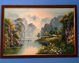 Framed Painting of Korean Countryside
