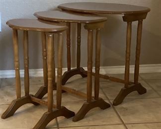(3) Wood Nesting Tables- 
 19in, 18in, & 17in Tall