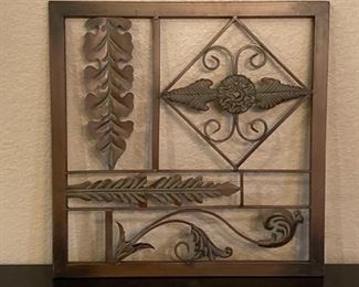 Iron Wall Hanging, Leaf Motif, is 18in square