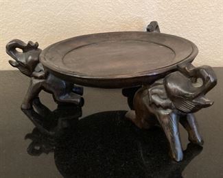 Wood Elephant Stand is 10in diameter x 4in tall