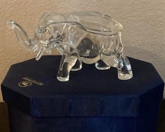 Glass Elephant Figure in Lidded Box