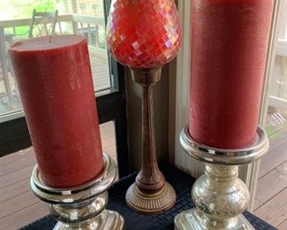 Candles and candlestick holders