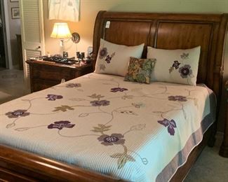 Gorgeous sleek queen sleigh bed from Louis Shank furniture/ coverlet and pillows are sold