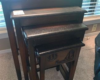 Asian carved wooden nesting tables
