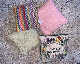 Vintage needlepoint throw pillows 