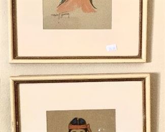 Set of 6&nbsp;Vintage Gerda Christoffersen SAGA &nbsp;art prints Native American girl