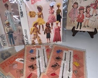 Vintage Barbie patterns, accessory cards