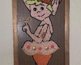 Adorable vintage pebble art