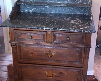 Antique marble top chest of drawers