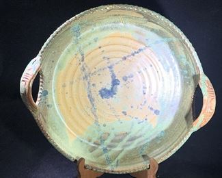 Studio art pottery double handled tray