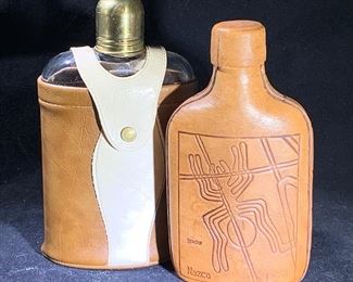 Vintage leather flasks 