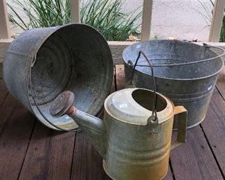 Galvanized steel oversized buckets, watering can