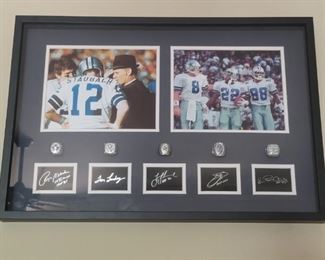 Tom Landry & Players Framed Etched Signatures 
Super Bowl Rings, & Photos
Mounted in Shadow Box Frame