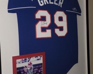 Hand signed Rusty Greer Texas Rangers Game Uniform & Hand Signed Photograph