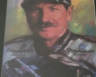 Framed Dale Earnhardt Portrait Sketch in Color