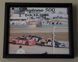 On Feb. 18, 2001, auto racing star Dale Earnhardt Sr. died in a crash at the Daytona 500; he was 49.
Framed 10¾in  x 9in