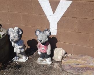 Mickey and Minnie concrete statues 