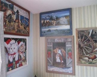 Dozens of framed puzzles