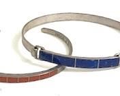 Coral and lapis sterling silver bracelets