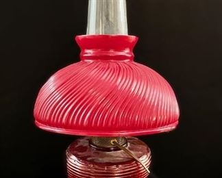 Red and Clear Glass Oli Lamp
