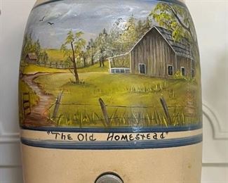 The Old Homestead Hand Painted Crock Beverage Dispenser
