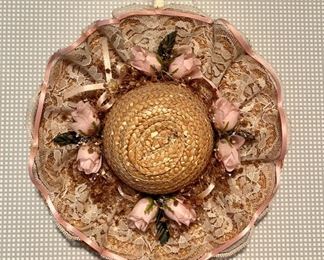 Straw Hat with Roses Wall Decor