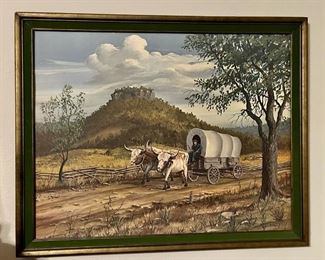 Covered Wagon Pulled by Oxen Painting