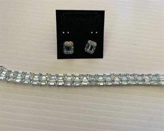 Sterling Blue Topaz Bracelet / earrings