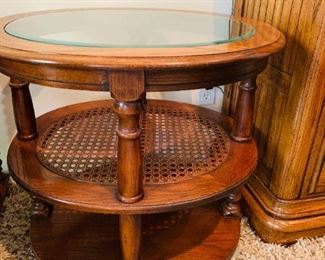 Two Tier End table w/ glass top