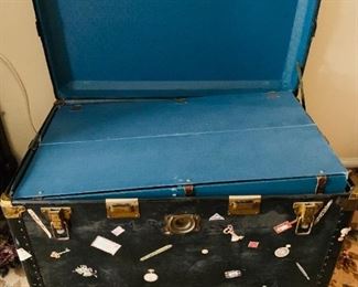 Inside Vintage Steamer Trunk