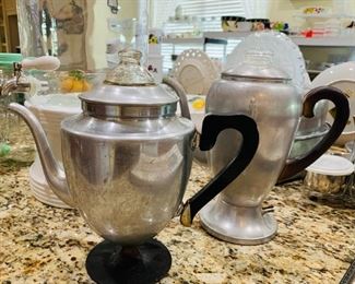 Vintage Aluminum Coffeepots with glass top