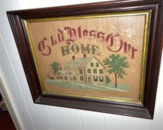 $100 - Framed antique stitchery 