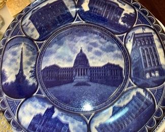 $50 - Flow Blue Jackson (Seutter) plate