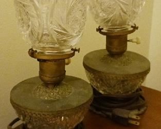 Pair Dresser Lamps from Oak Square, Port Gibson   cut glass globes   Pair 60 