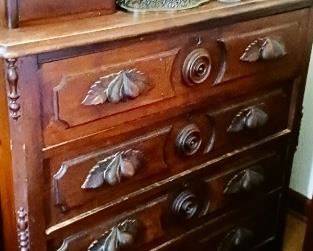 $285 - Victorian dresser with fruit carving