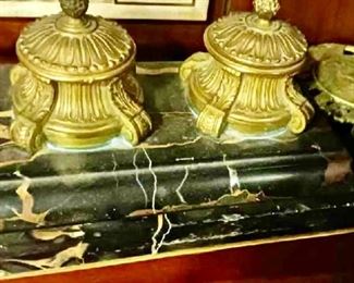 Marble and Gilt Brass Inkwell  80