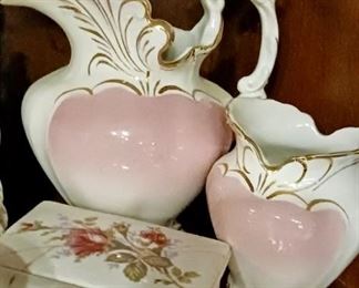 Old Paris Pitcher and toothbrush Jar - Pair  30