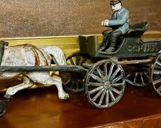 Antique Iron Horse and wagon  toy  75 