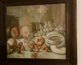 Larger Fruit Print from 1920's Oak frame   50