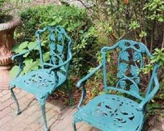 $100 - Pair of Heavy Iron Chairs 
