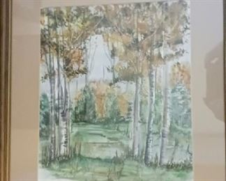 Watercolor of forest unsigned          50