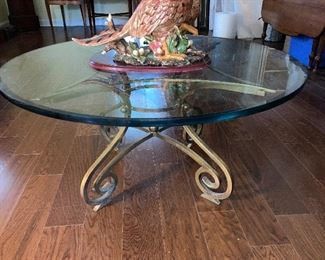 $150 - Glass top round coffee table 