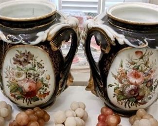 Pair Old Paris Mantle Vases 200