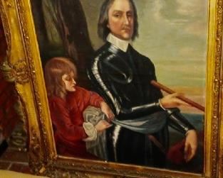 Portrait of Oliver Cromwell (by F.P. Kent) painted from original by Walker (New Orleans frame)    500                       