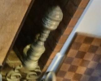 Antique Brass Andirons from Mount Hope Plantation 