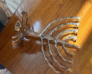 Bronze and silver plate menorah 